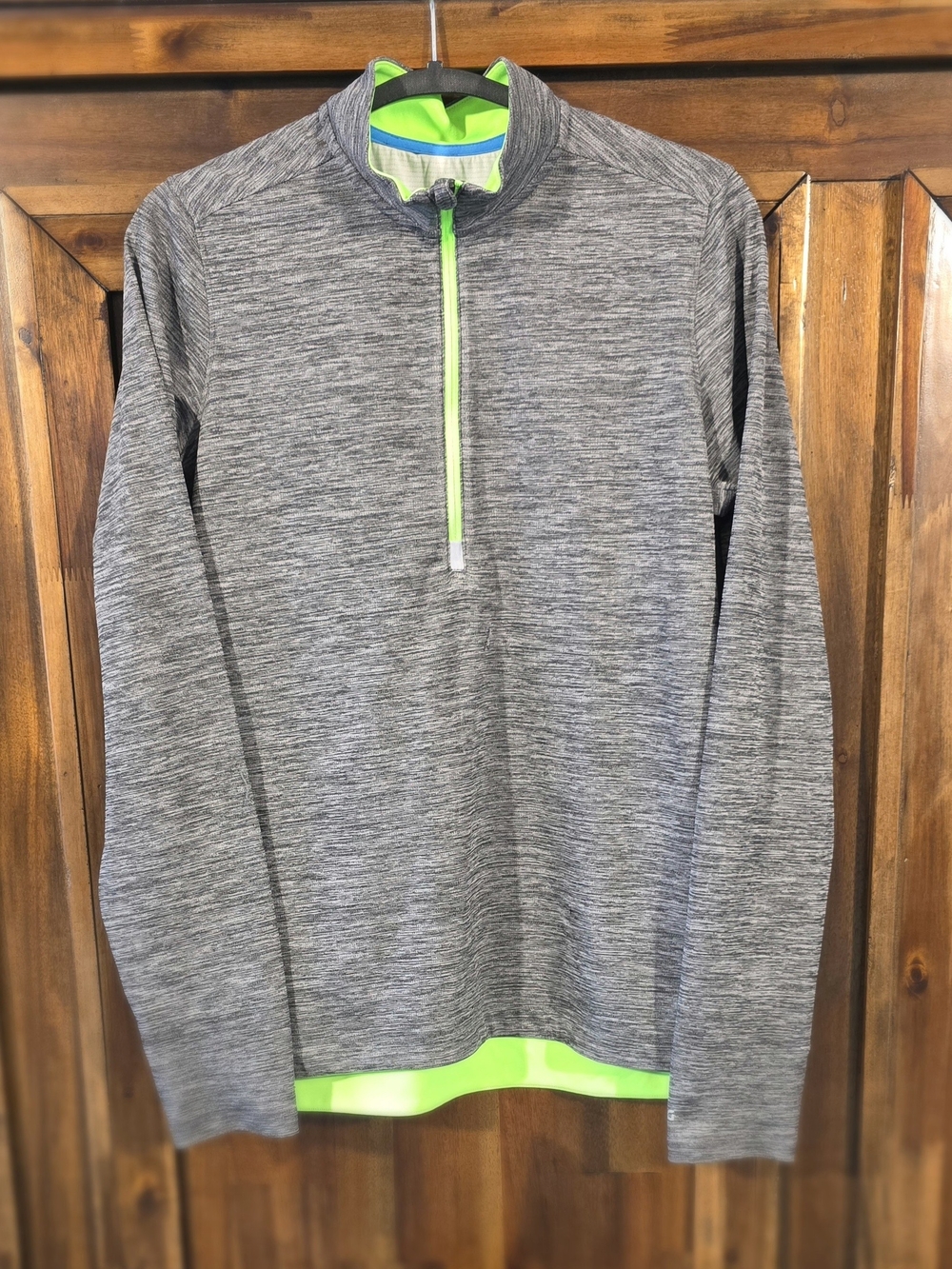 DSG Boys Heather Gray Quarter-Zip Pullover with Neon Green Accents